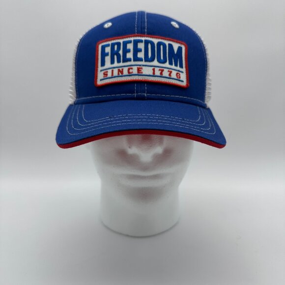 Buck Wear Freedom Since 1776 Patch Mesh Snapback Structured Cap OSFM, Blue/White - Picture 3 of 12